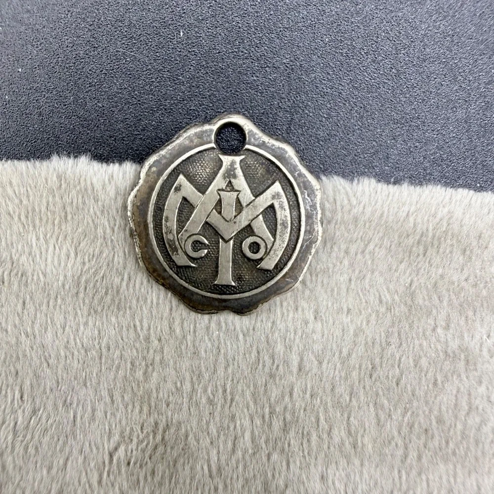 Vintage Monarch Accident Insurance Pendant Silver Tone Coin Fob Logo 1in
